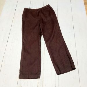 JM COLLECTION chocolate brown 100% linen pants, 8P